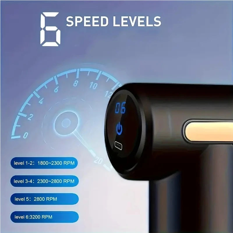 Mini Pistola de Massagem Muscular | 6 Velocidades + Carregamento USB-C