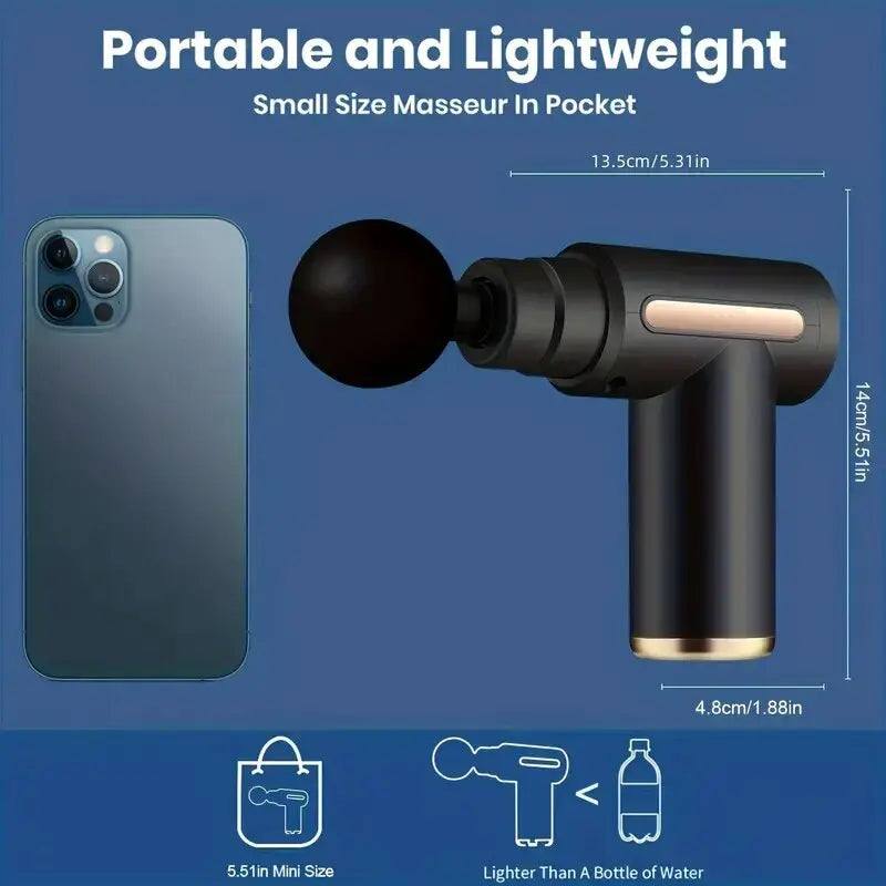 Mini Pistola de Massagem Muscular | 6 Velocidades + Carregamento USB-C